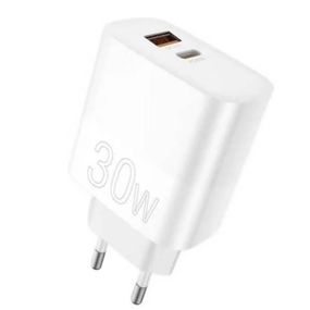 Зарядний пристрій WUW-C208 30W PD USB-C + USB QC3.0 18W white
