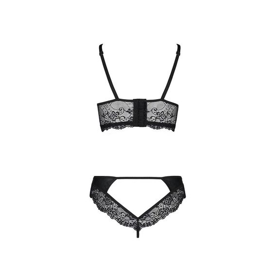 Комплект з еко-шкіри та мережива Loona Set black L/XL - Passion, бра і трусики | Зображення 5