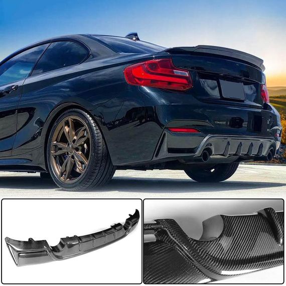 Дифузор заднього бампера V4 (для F22/F23 M-Sport, Карбон) для BMW 2 серія F22/23 2014-2021 рр | Зображення 1