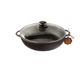 Жаровня 26*6см скляна кришка чавунна лита Т103С3 Майстерня