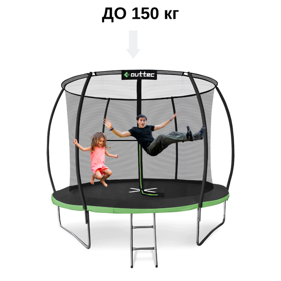 Батут Outtec Premium 12ft (374см) черно-зеленый с внутренней сеткой | Зображення 4