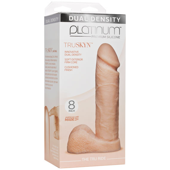 Фалоімітатор Doc Johnson Platinum TRUSKYN - The Tru Ride 8 Inch, діаметр 4,8 см, двошаровий силікон Sex Aura | Зображення 3