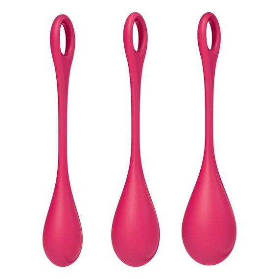 Набір йоні намистин Satisfyer Yoni Power 1 Red, діаметр 2-2,5-3см, вага 22-46-74гр Sex Aura | Зображення 2