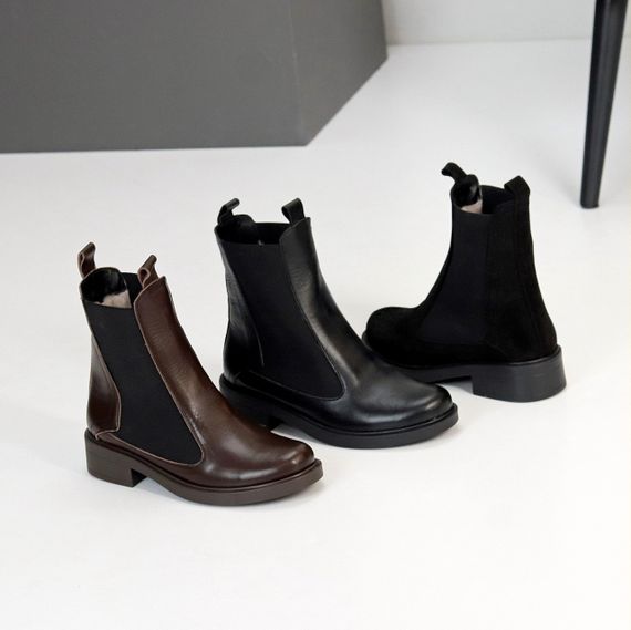 Повсякденні чорні шкіряні черевики челсі низький хід зима 2026 | Зображення 9