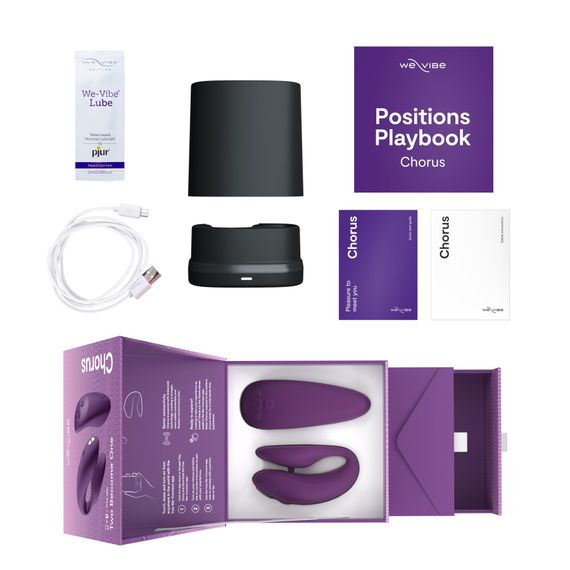 Смарт-вібратор для пар We-Vibe Chorus Purple, сенсорне керування вібраціями стисненням пульта | Зображення 7