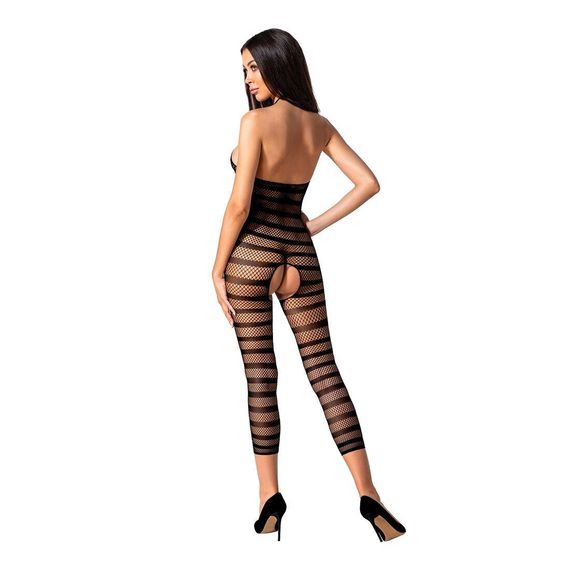 Сітчастий бодістокінг з відкритим животом Passion BS081 black, One size | Зображення 3