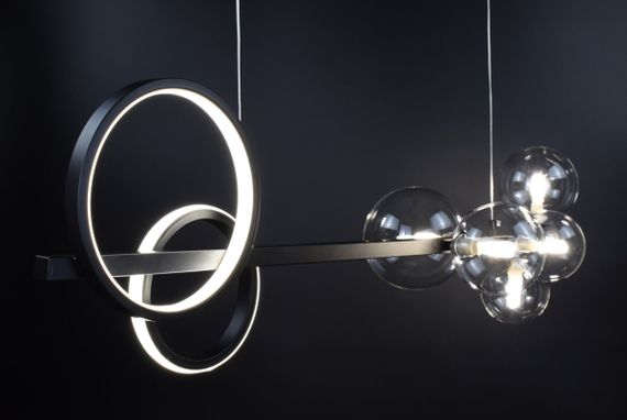 Люстра підвісна на 5 лампочок 26686 Чорний 40-180х33х95 см. | Зображення 4