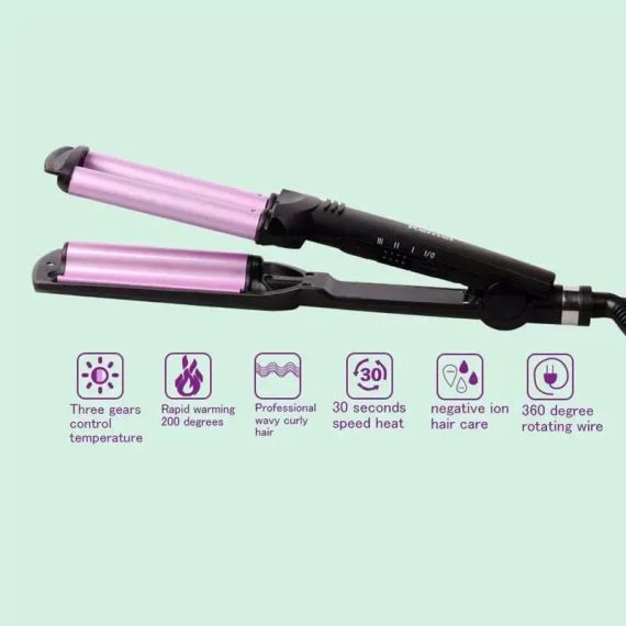 Тройная плойка для волос KEMEI KM 2022 | Зображення 1