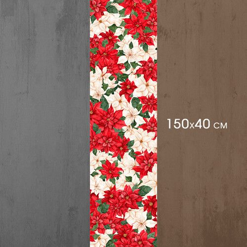 Доріжка на стіл Різдвяні квіти 150x40 см (DR__23NG024) | Зображення 3