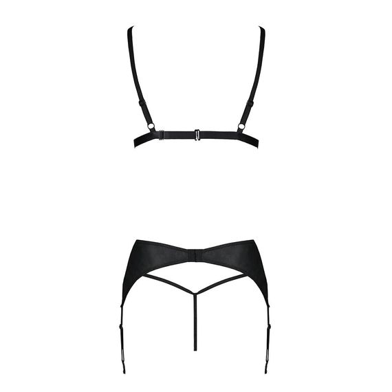 Комплект з екошкіри Passion MILEY SET S/M, black, трусики, бюстгальтер, пояс для панчіх | Зображення 3