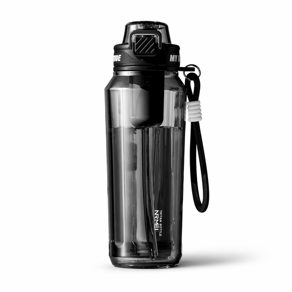 Пляшка для води 1500 мл (1.5 л) — Чорна, з Трітану (BPA-free) із ситечком для активного відпочинку