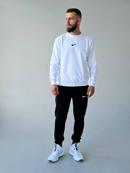 Cпортивний костюм Nike світшот лого посередині білий | Зображення 2