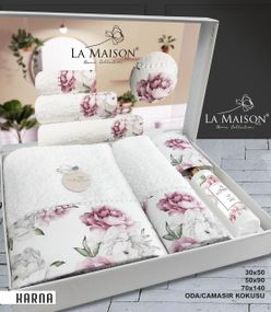 Подарочный набор полотенец La Maison, 3 шт. с ароматом Karna ekru