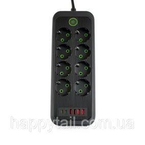 Мережевий фільтр-подовжувач 8 розеток 4xUSB-A 2xUSB-C 5м чорний HP-5-56