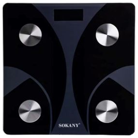 Смарт ваги електронні Sokany 26х26 см до 180 кг з Bluetooth Чорний SK-19029B