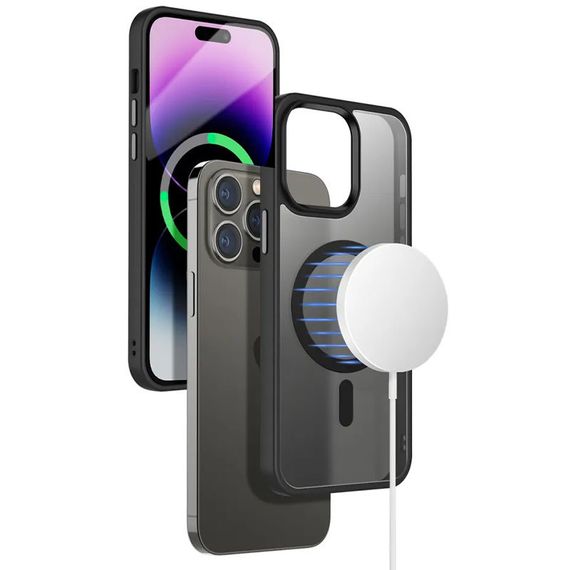 TPU+PC чохол Metal Buttons with MagSafe Colorful для Apple iPhone 14 Pro (6.1") TPU+PC, Чорний | Зображення 2