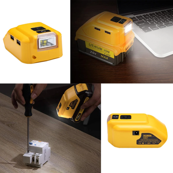 Адаптер SV DCB090 A901 для акумуляторів DeWalt USB, USB Type C, DC з ліхтариком (sv3769) | Зображення 5