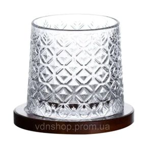 Стакан для виски 300 мл с бамбуковой подставкой HP1602