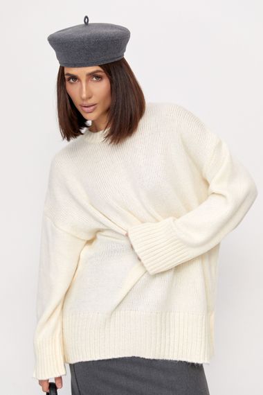 Жіноча в'язана кофта oversize - кремовий цвет, ONE SIZE (є розміри) | Зображення 4