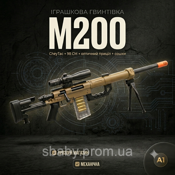 Велика іграшкова снайперська гвинтівка CheyTac M200 (98 см) з оптикою і м'якими кулями