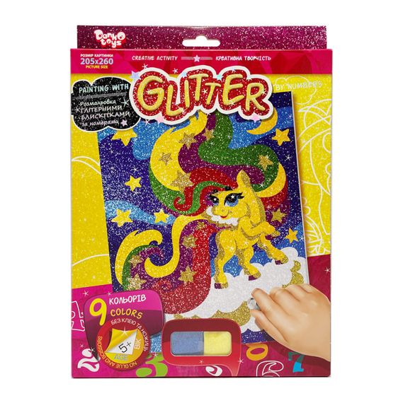 Раскраска глиттерными блестками по номерам "Пони" РГН-02-01 мини 20,5х26 см