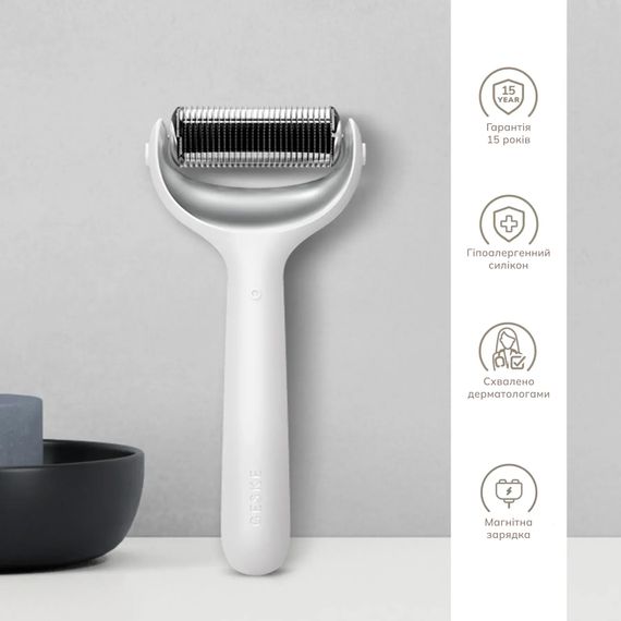 Электронный роллер для лица и тела с микроиглами GESKE MicroNeedle Face&Body Roller 8в1 gray, Белый | Зображення 2