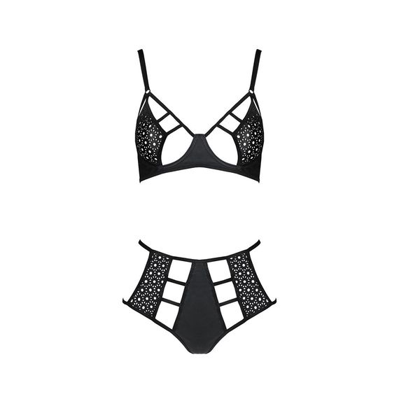 Комплект білизни Passion TASMINA SET L/XL black, ліф, високі трусики з корсетом ззаду | Зображення 2