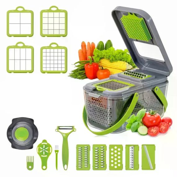 Овощерезка мультислайсер AND1536 Vegetable Cutter • Ручной измельчитель для овощей, фруктов, салатов и домашней нарезки | Зображення 2