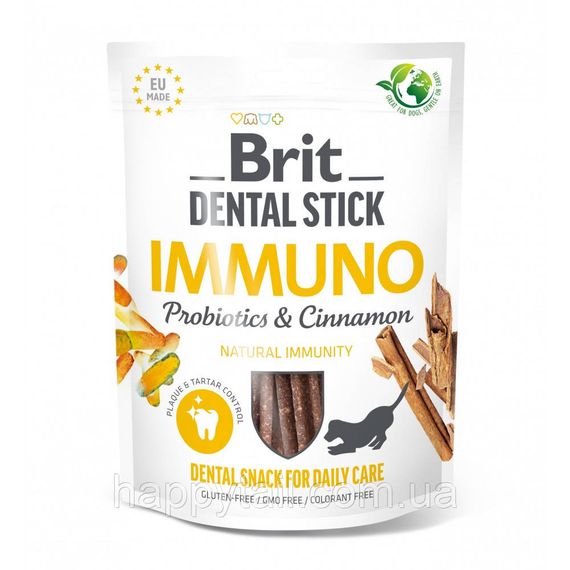 Стоматологические палочки Brit Dental Stick Immuno для собак - с пробиотиками и корицей, 7 шт/уп