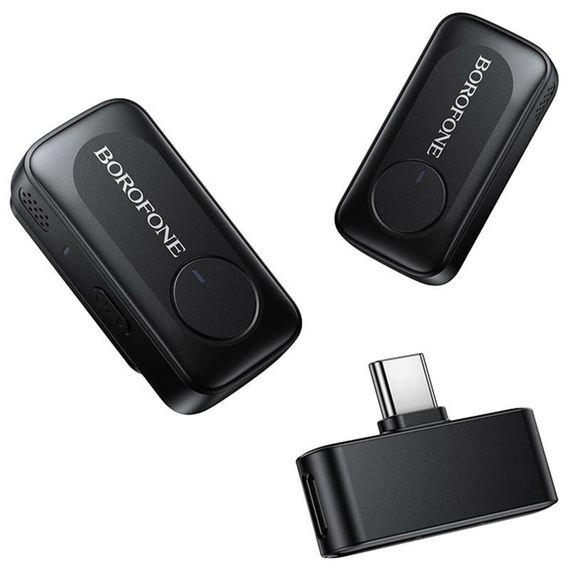 Петличний бездротовий мікрофон Borofone BFK17 Lemai dual-mic Type-C Black | Зображення 4