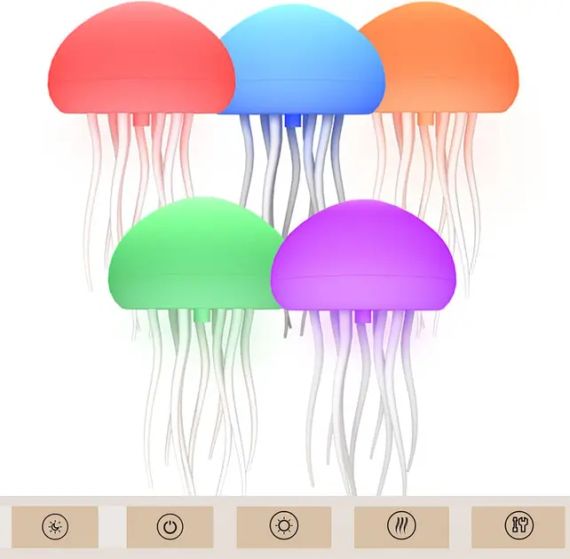 Настольная лампа ночник в виде медузы с движениями, оборотами и цветопередачей RGB | Зображення 6