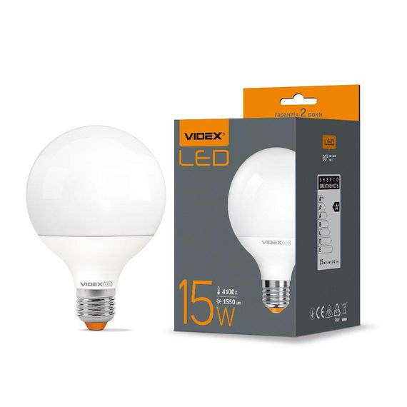 Світлодіодна лампа VIDEX  G95e 15W E27 4100K