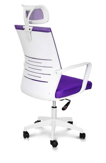Крісло офісне Зум із підлокітниками, білий каркас з колесиками, колір оббивки бузковий Very Peri | Зображення 3