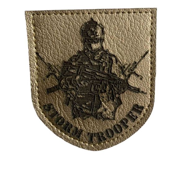 Шевроны  Щиток "STORM TROOPER сірий металлік" с вышивкой  кожаный