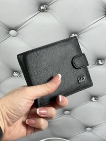 Гаманець чоловічий нагрудний подвійного складання натуральна шкіра Чорний