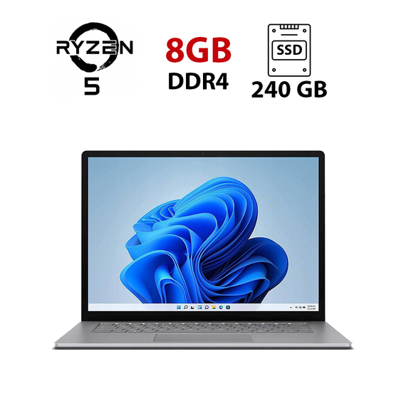 Ноутбук Microsoft Surface Laptop 3 1873 / 15" (1920x1080) IPS Touch / AMD Ryzen 5 3580U (4 (8) ядра по 2.1 - 3.7 GHz) / 8 GB DDR4 / 240 GB SSD / AMD Radeon Vega 9 Graphics / WebCam б/у
