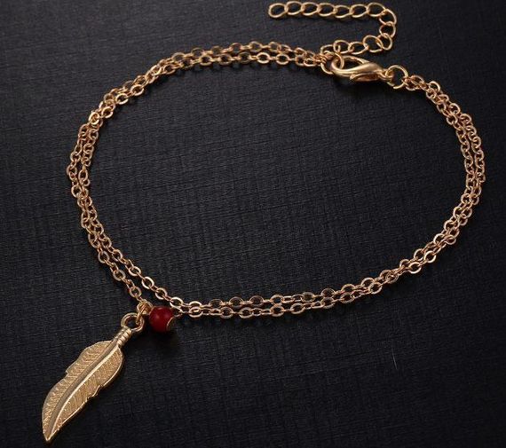 Браслет на ногу (Анклет) Primo - Feather Gold | Зображення 1