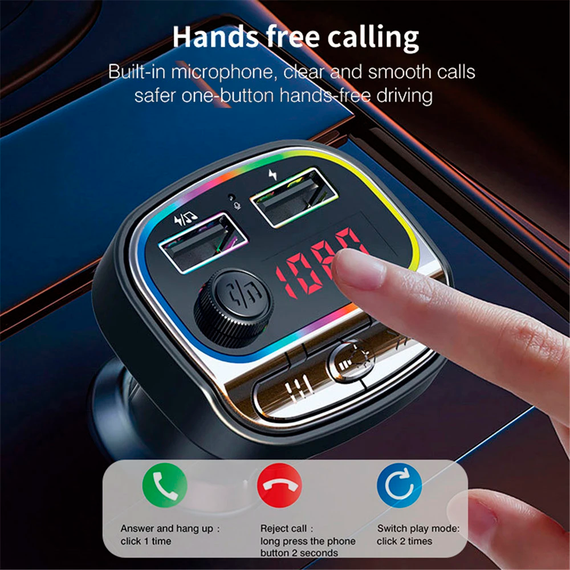 Автомобільний FM ФМ-модулятор Terra С21, Bluetooth 5.0, трансмітер | Зображення 3