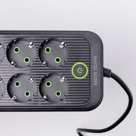 Мережевий фільтр 2.8 м подовжувач на 8 розеток з 3 USB 1 Type-C та кнопкою відключення F20U Чорний HP-5-28 | Зображення 5