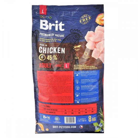 Корм сухий Brit Premium Dog Adult L для дорослих собак великих порід вагою 25-45 кг з куркою 8 кг | Зображення 2
