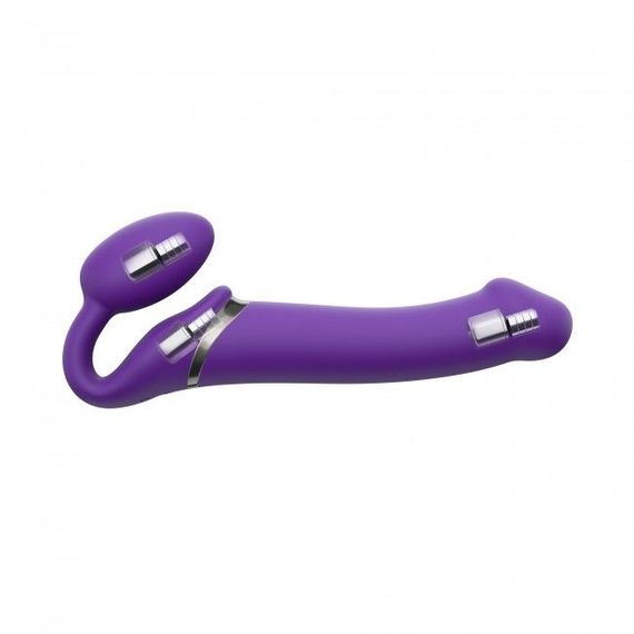 Безремінний страпон з вібрацією Strap-On-Me Vibrating Violet M, діаметр 3,8 см, пульт ДК, регульований | Зображення 3