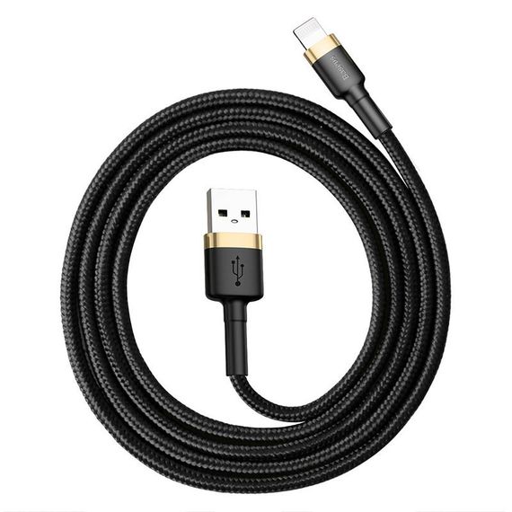 Дата кабель Baseus Cafule Lightning Cable 2.4A (1m) (CALKLF-B) Золотой / Черный | Зображення 1
