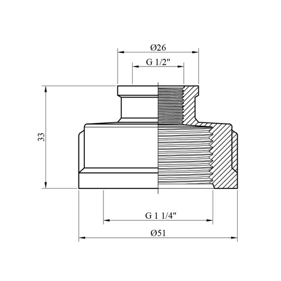 Муфта перехідна посилена LexLine 1 1/4"х1/2" ВВ латунна УК0314-В | Зображення 1
