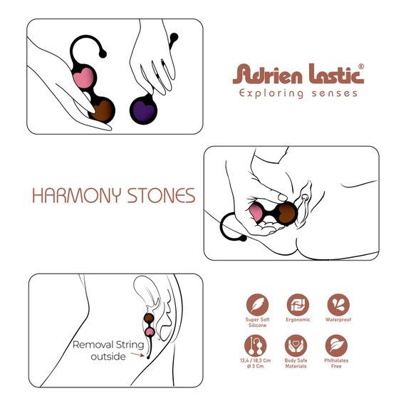 Вагінальні кульки Adrien Lastic Harmony Stones, напівдорогоцінне каміння, діаметр 3 см, 2 тримачі | Зображення 8