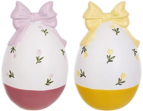 Набір великодніх фігурок "Яйце з Бантом" 2 яйця Ø7х11см, полістоун