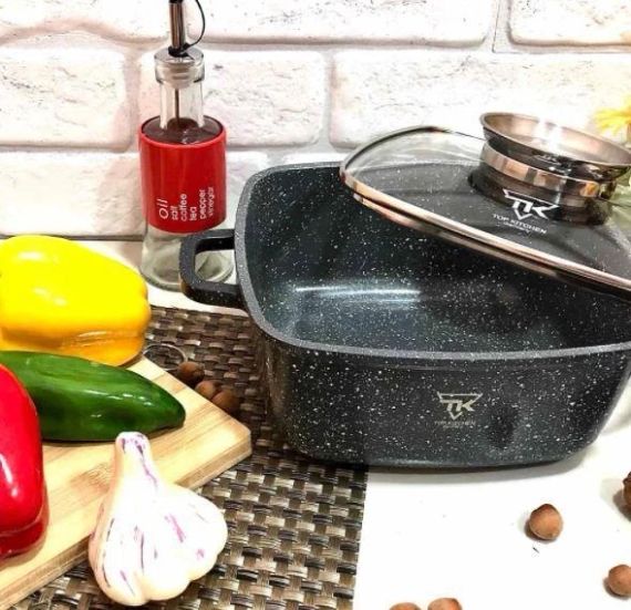 Каструля-казан квадратна з мармуровим покриттям 24 х 11см/4,5л  Top Kitchen TК00055  Чорна | Зображення 4