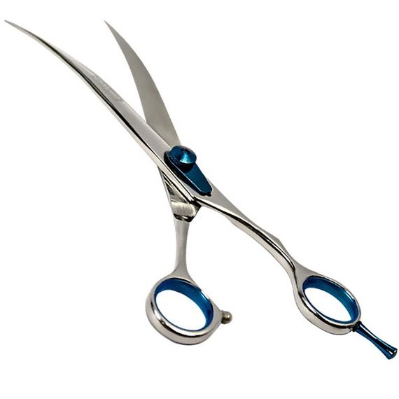Ножиці вигнуті для стрижки собак Davis Extreme Edge Blue Curved, 21.6 см