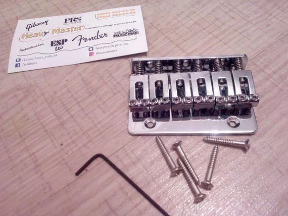 Гитарный Бридж фиксированный струнодержатель hard tail hardtail  ХРОМ для гитары электрогитары | Зображення 5