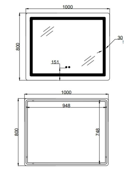 Дзеркало Lidz Kubis (KU2) 1000х800 мм з LED-підсвічуванням Touch LD78LF6141008048450 | Зображення 1