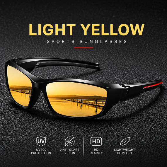 Спортивні сонцезахисні окуляри UV400 унісекс для водіння і спорту light yellow